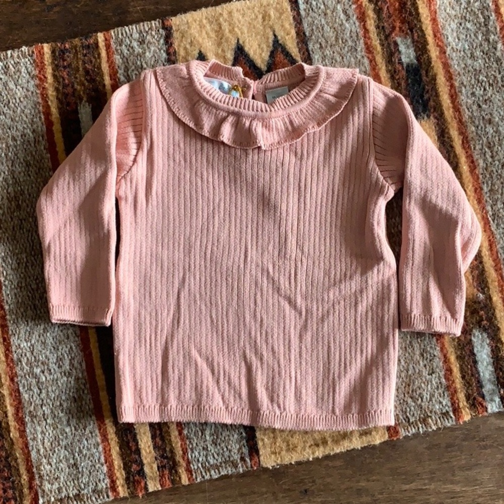 NWT Feltman Brothers Ruffle Collar Ribbed Knit Top - Picture 1 of 7